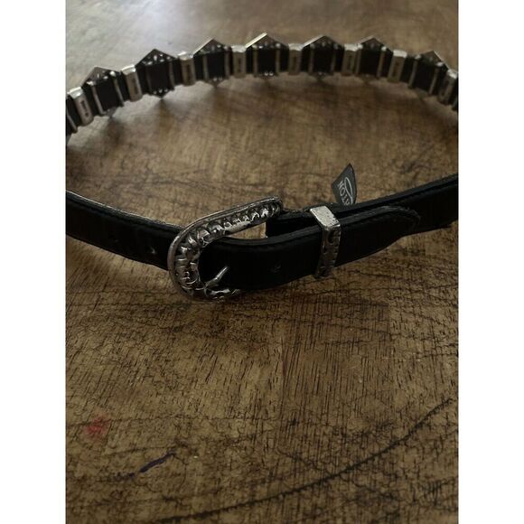Brighton Belt Vtg 1995 Black Leather Silver Tone Concho Medallions Size Small - Picture 13 of 15